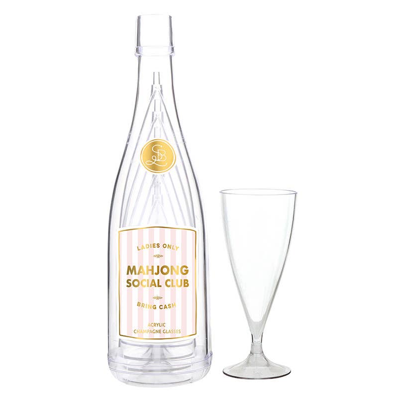 Mahjong Social Club - Acrylic Champagne Bottle + Glasses