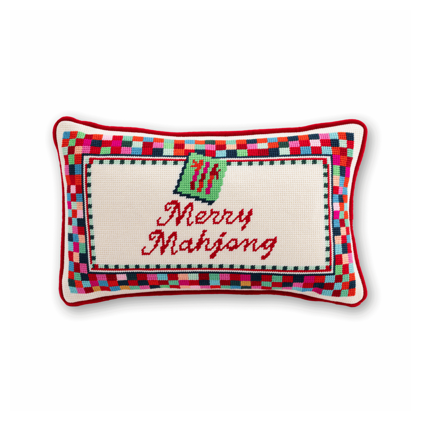 Furbish Studio - Merry Mahjong Needlepoint Pillow