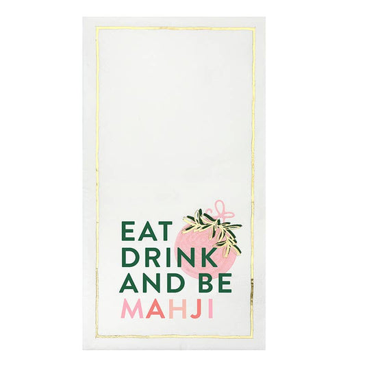 Eat Drink and Be Mahji Ceramic Guest Napkin Tray + Napkins