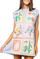 Blue Mahjong Sleeveless Tank Dress