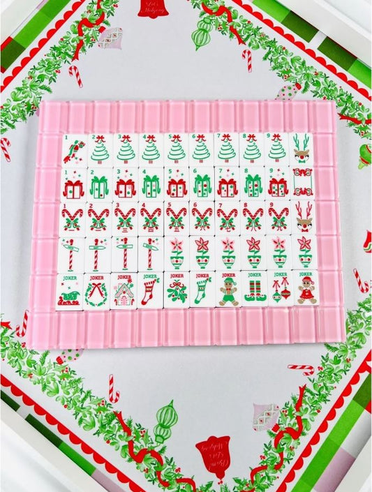 Pink Holly Jolly Christmas Mahjong Set