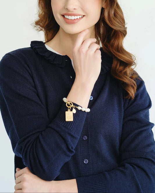 1 Bam Bird Mahjong Tile Pearl Bracelet