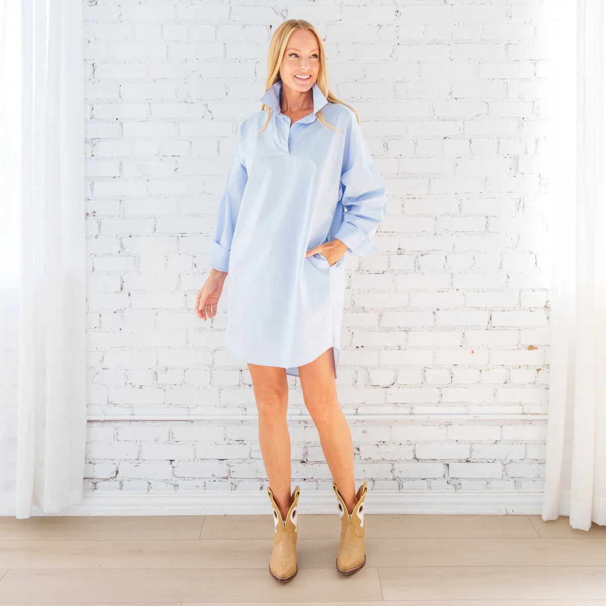 Preppy Star Dress Light Blue