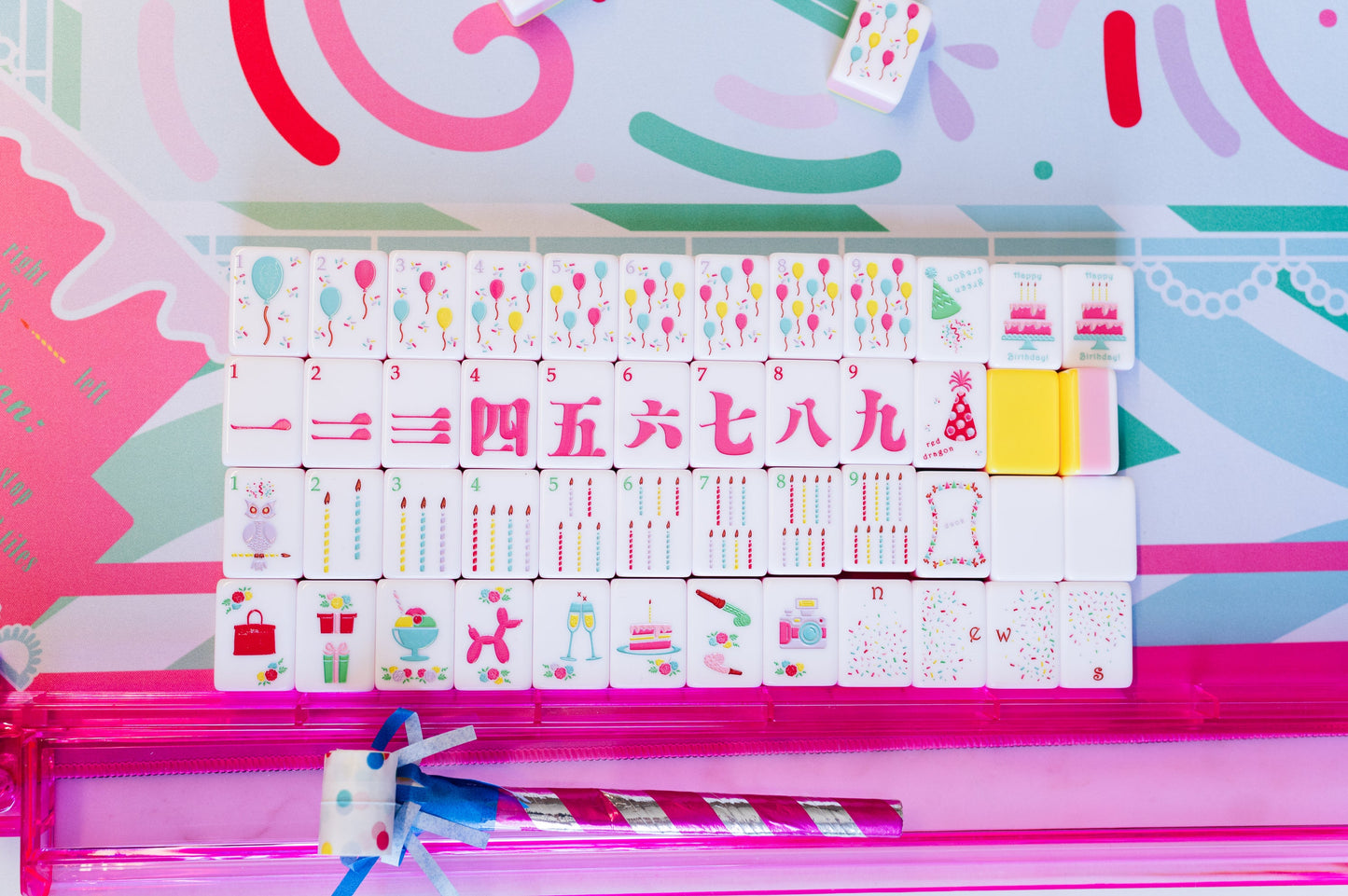 Party Tile Set Birthday Tile Set and Mat Rental – Let's Go Mahjong