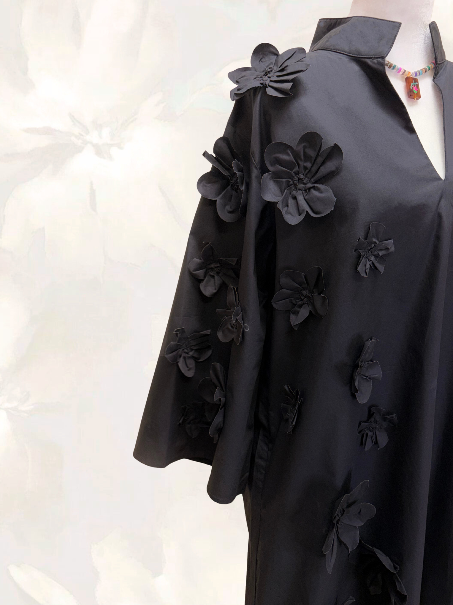 Black Flower Dress Short