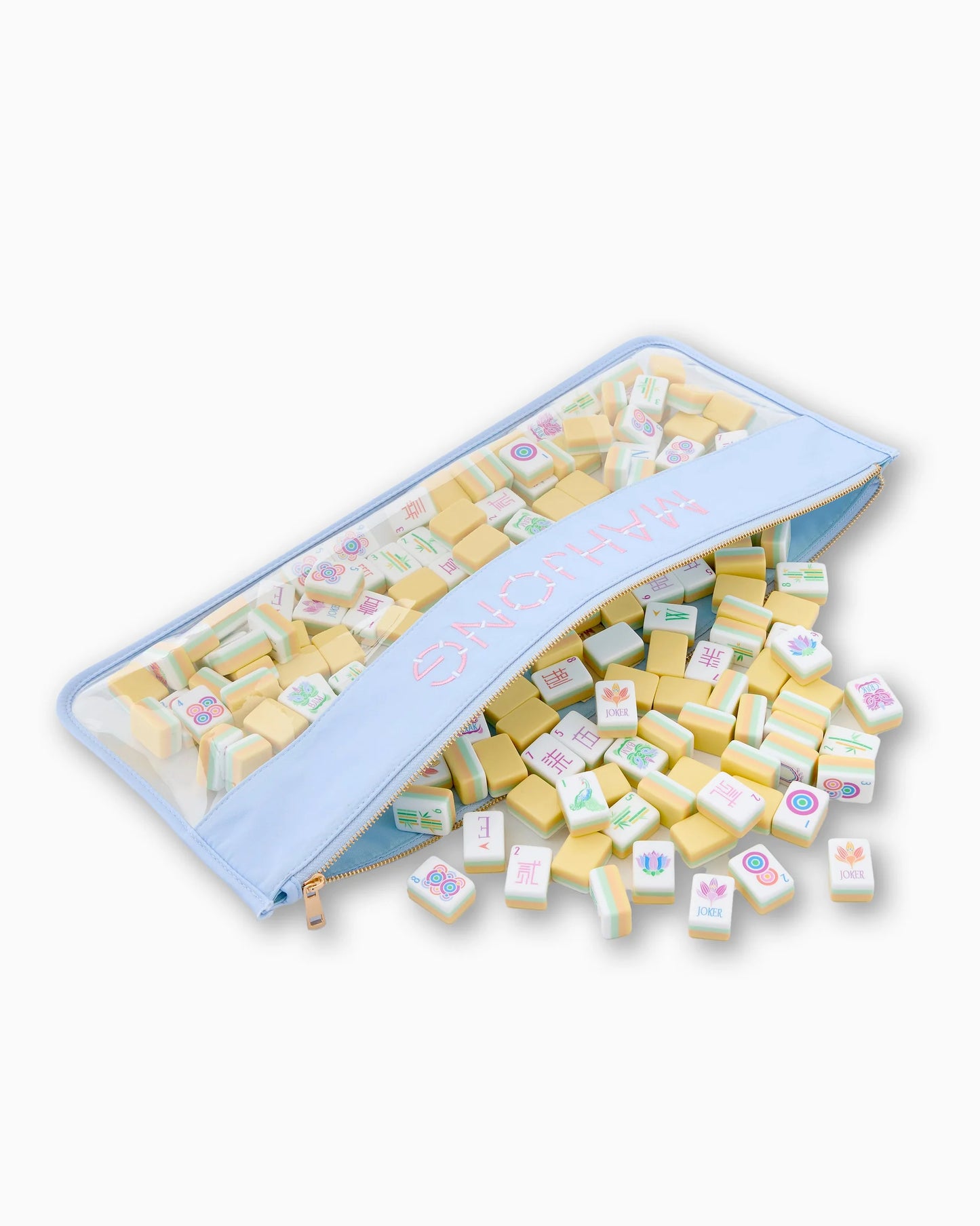 Light Blue Bamboo Mahjong Tile Bag