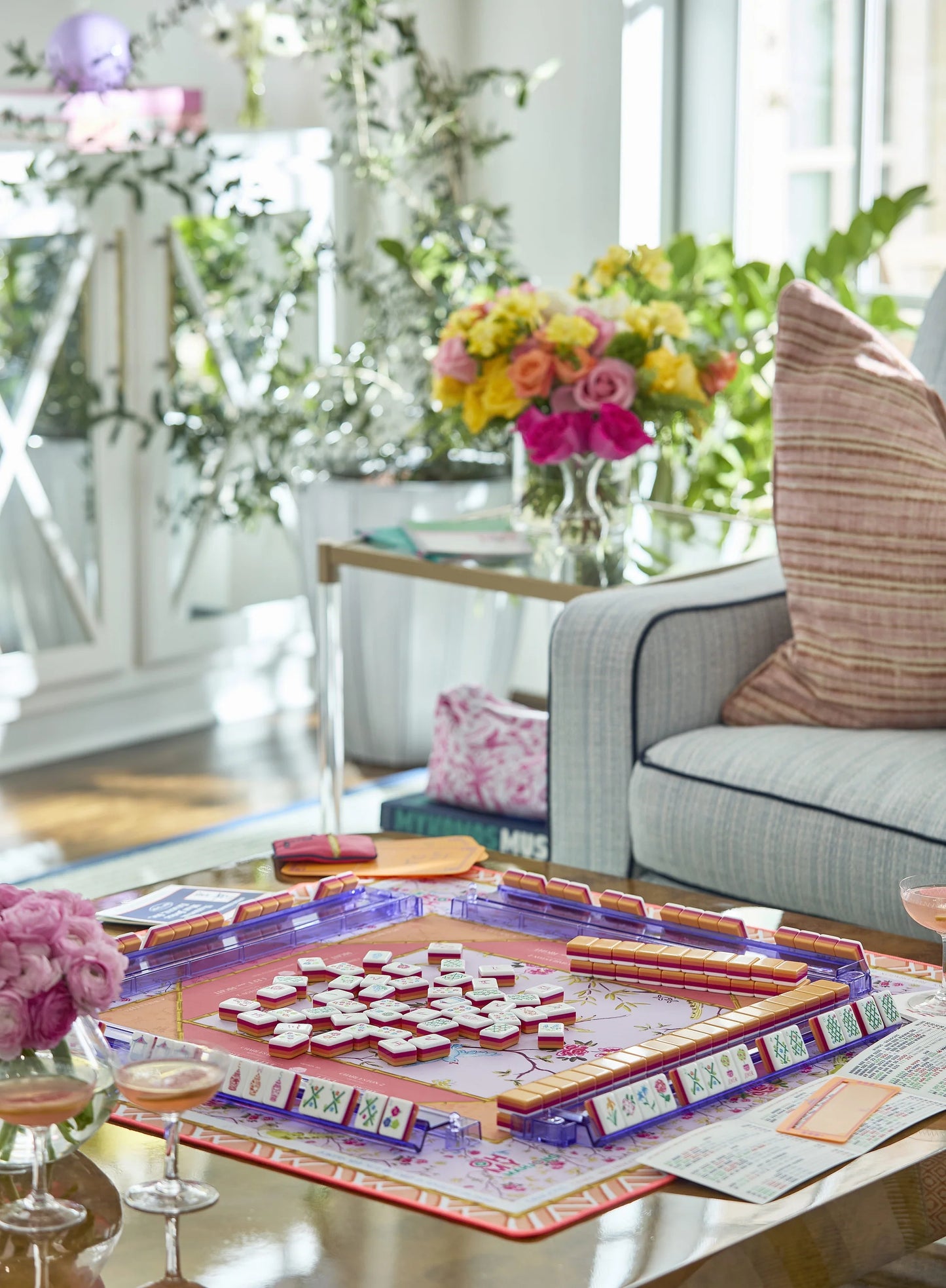 Pop of Poppy Instructional Mahjong Tablecloth