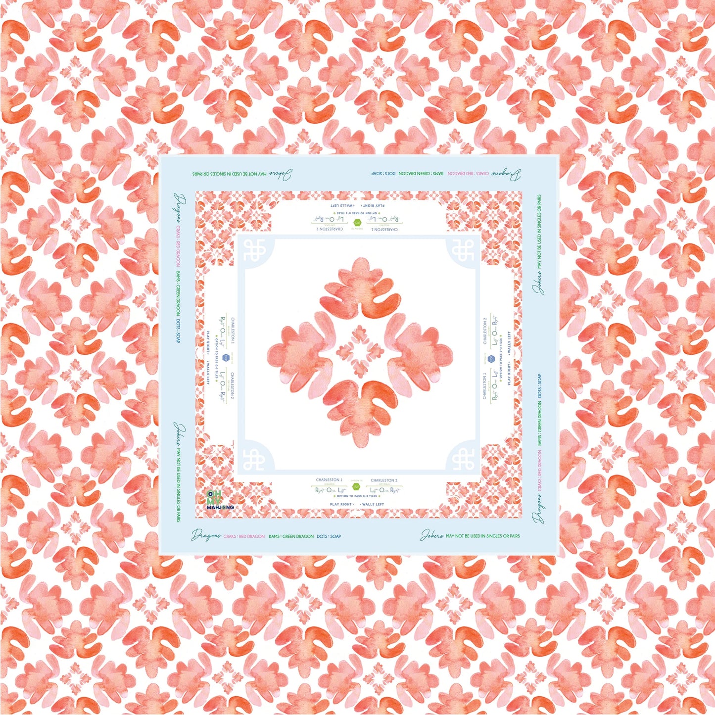 Pop of Poppy Instructional Mahjong Tablecloth