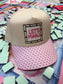 Pink Polka dot Let's Mahj Patch Hat