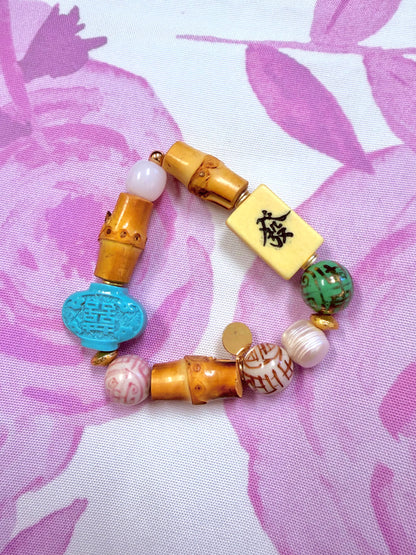 Turquoise Bamboo Tile Bracelet