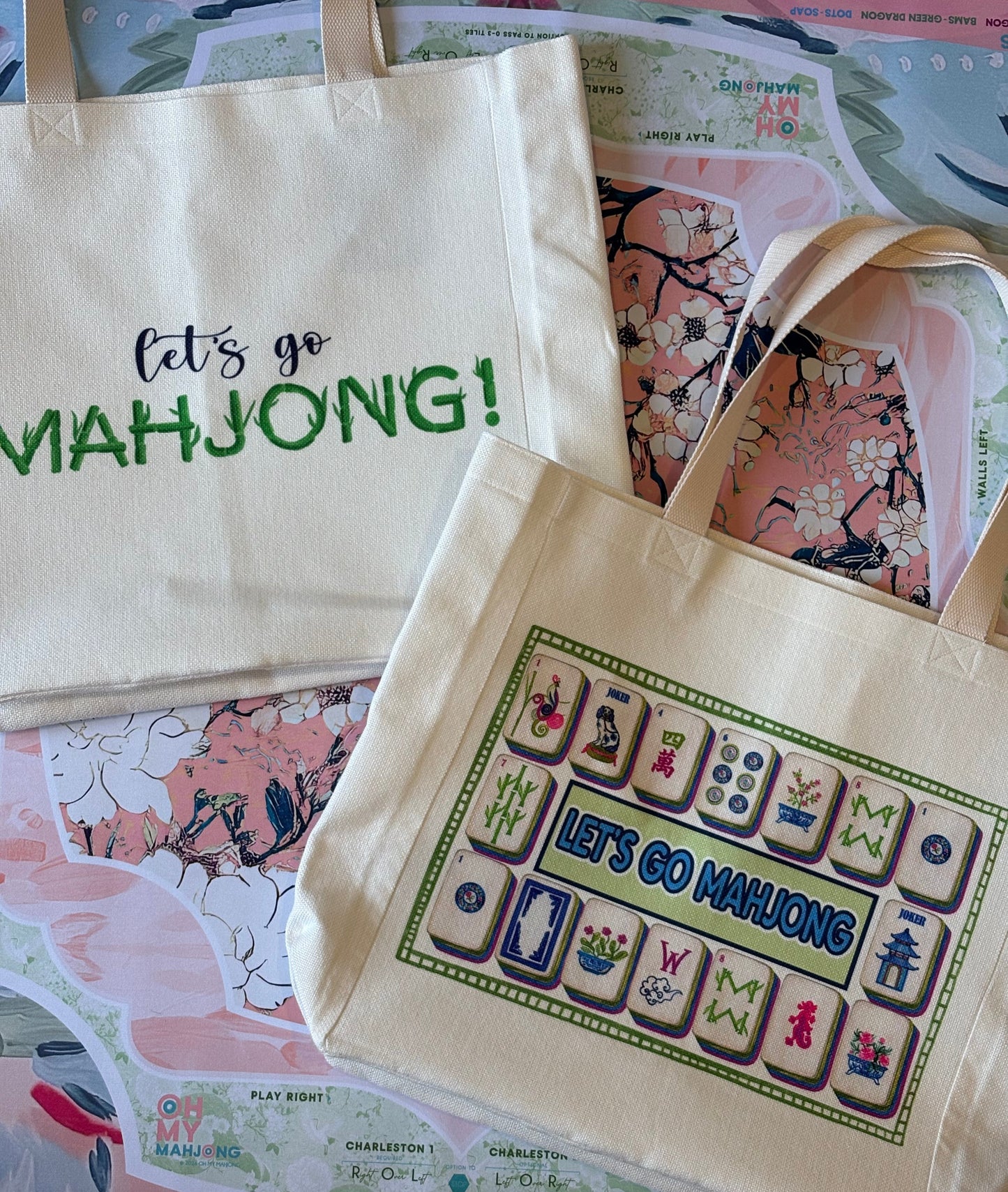 Let's Go Mahjong Logo Tote Bag