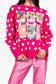 Hot Pink & White Polka Dot Mahjong Tile Sweater