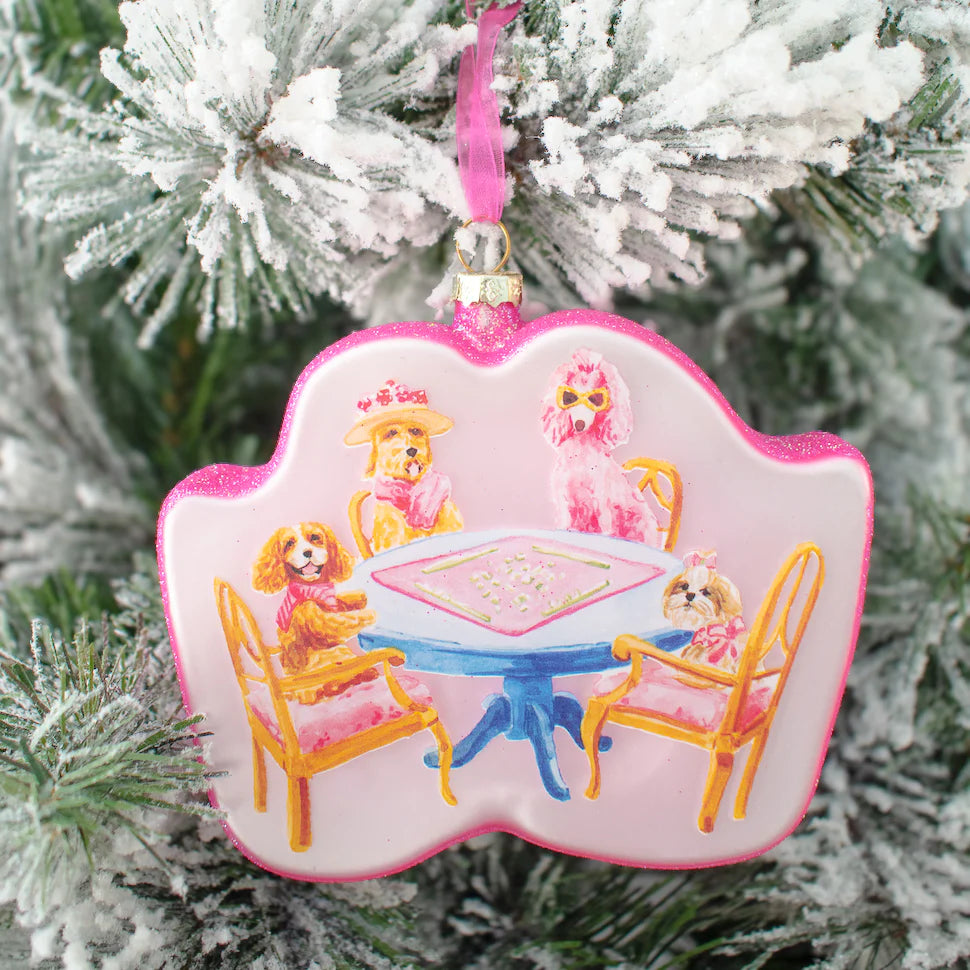 Dogs Playing Mahjong Ornament