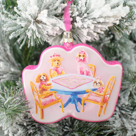 Dogs Playing Mahjong Ornament