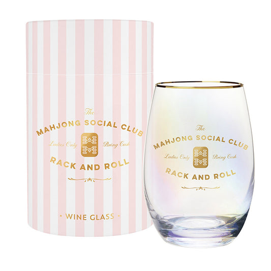 Mahjong Social Club Stemless Wine Glass
