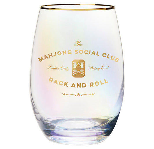 Mahjong Social Club Stemless Wine Glass
