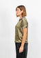 Hera Satin Half Zip Top - Medium Khaki
