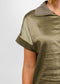 Hera Satin Half Zip Top - Medium Khaki