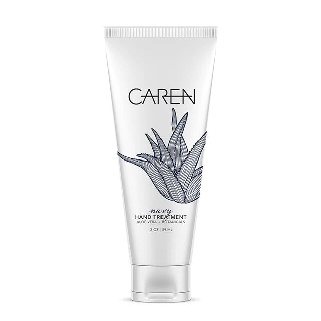 Caren hand treatment tube with aloe vera illustration on a white background