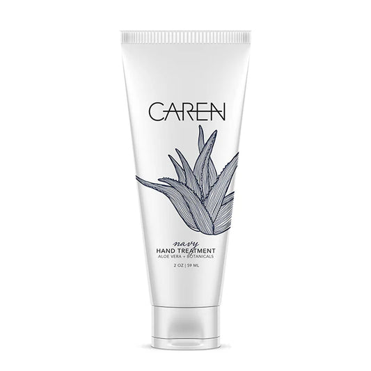 Caren hand treatment tube with aloe vera illustration on a white background