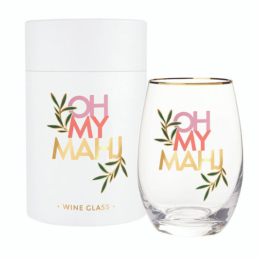 Oh My Mahj Stemless Wine Glass
