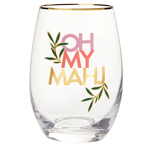 Oh My Mahj Stemless Wine Glass