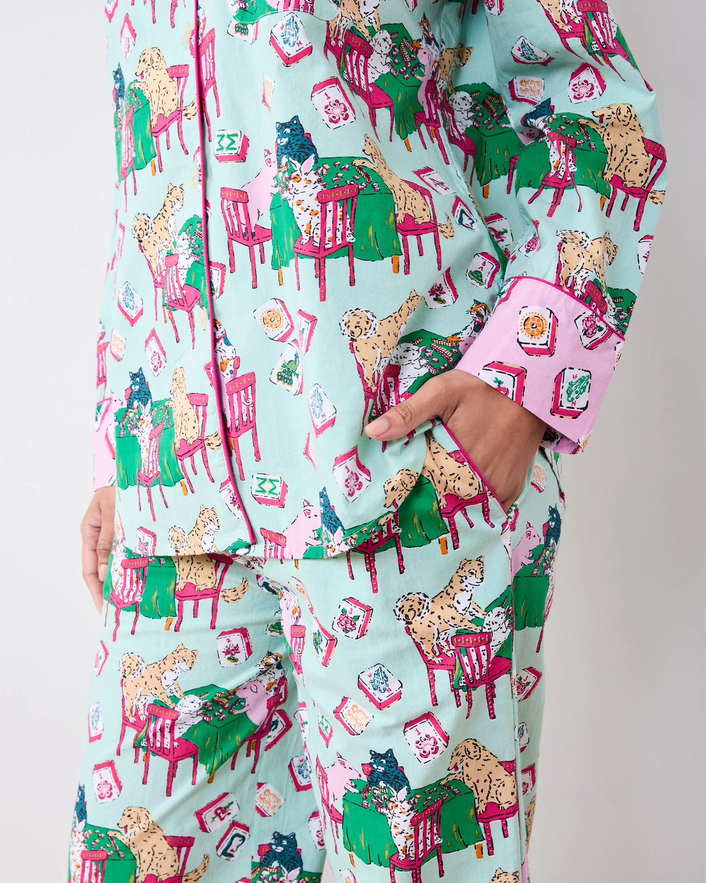 Mahjong Menagerie Long Pajama Set