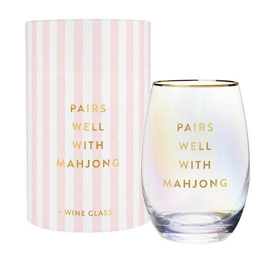 Pairs Well With Mahj Stemless Wine Glass