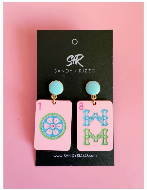 Pink Tile Dangle Earrings