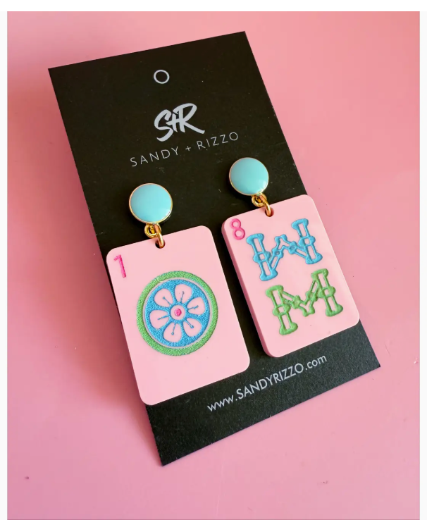 Pink Tile Dangle Earrings