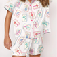 Mahjong Satin Pajama Short Set White