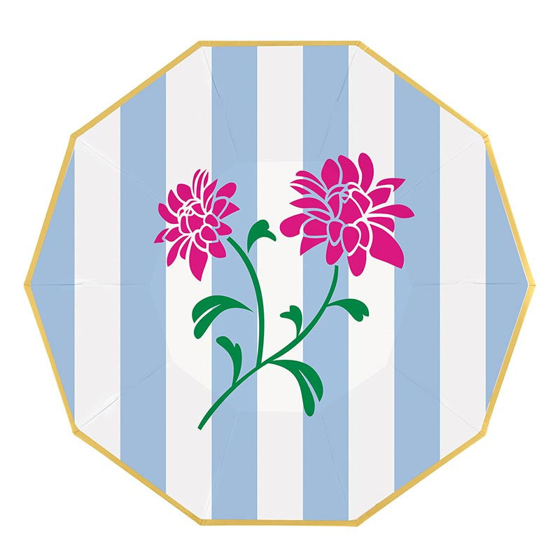 Mahjong Floral Foil Paper Plates