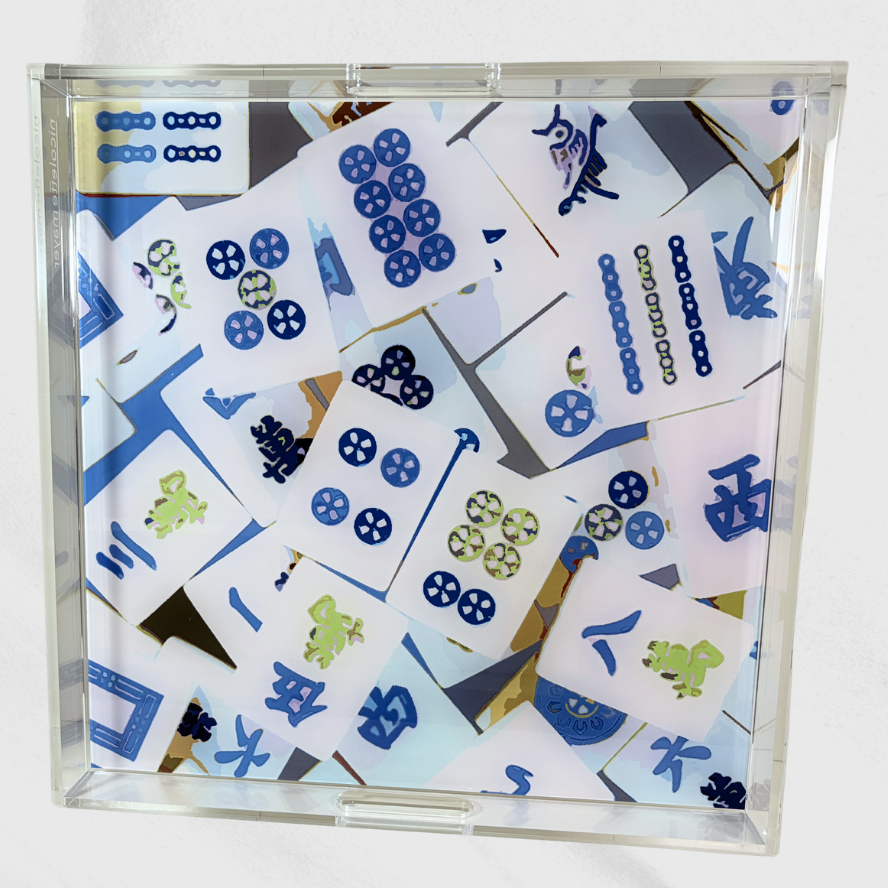 Blue Mahjong Square Acrylic Tray