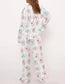 Mahjong Satin Pajama Long Set White