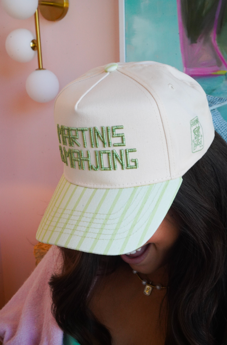 Martinis and Mahjong - Green Stripe Trucker Hat