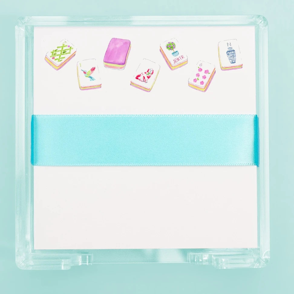 Mahjong Tiles Notepad with Acrylic Holder