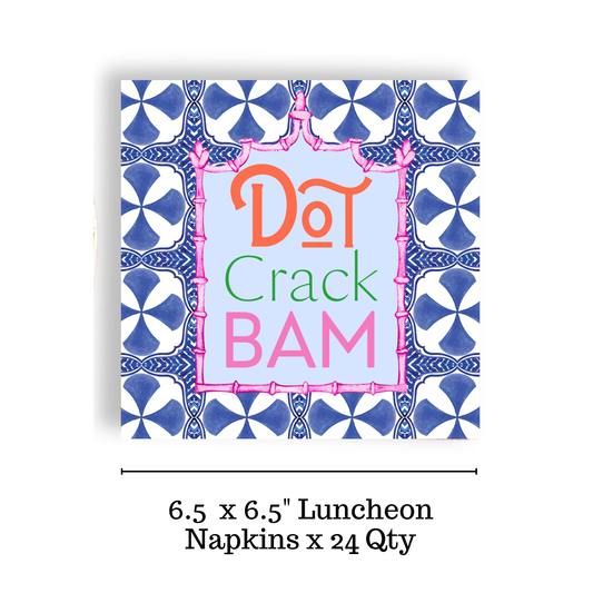 Mahjong Blue Tile 24ct Luncheon Napkin