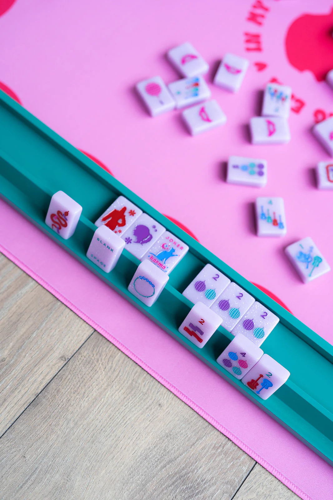 Wooden Mahjong Racks & Pushers (Set of 4)