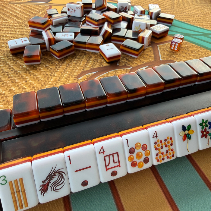 Tortoise Shell Mahjong Rack & Pusher Set Matte Finish