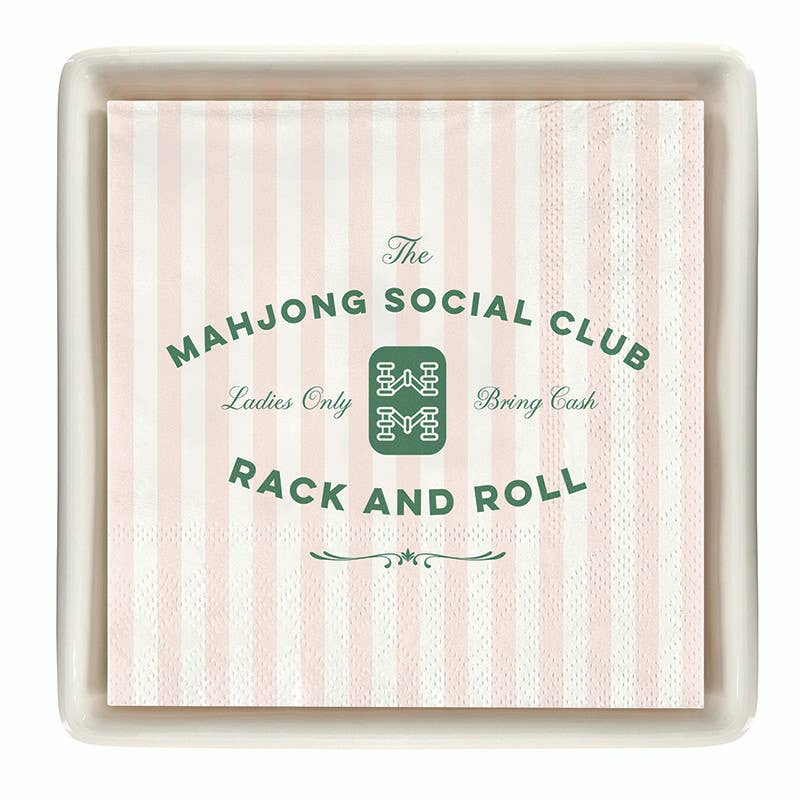 Mahjong Social Club Ceramic Napkin Tray + Napkins