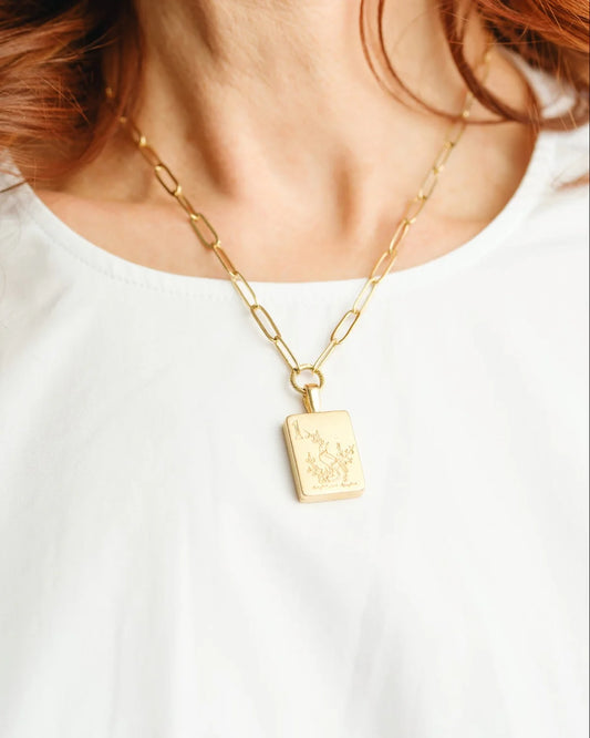 1 Bam Bird Mahjong Tile Paperclip Necklace