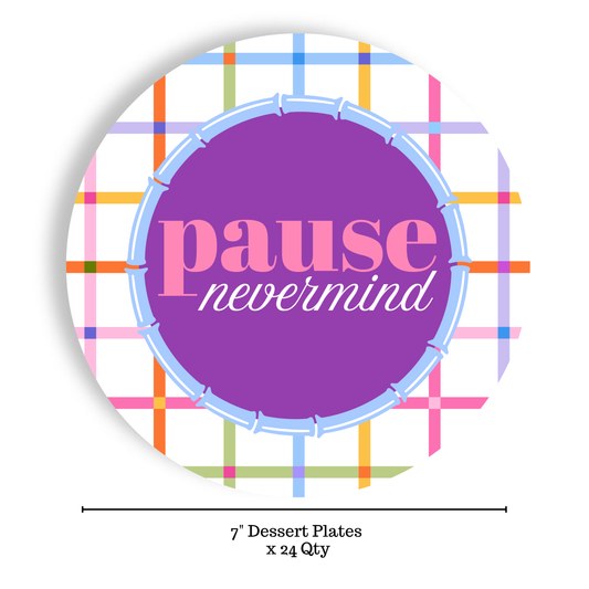 Mahjong Appetizer Plates “Pause Nevermind” 7" Paper Plates
