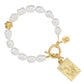 1 Bam Bird Mahjong Tile Pearl Bracelet