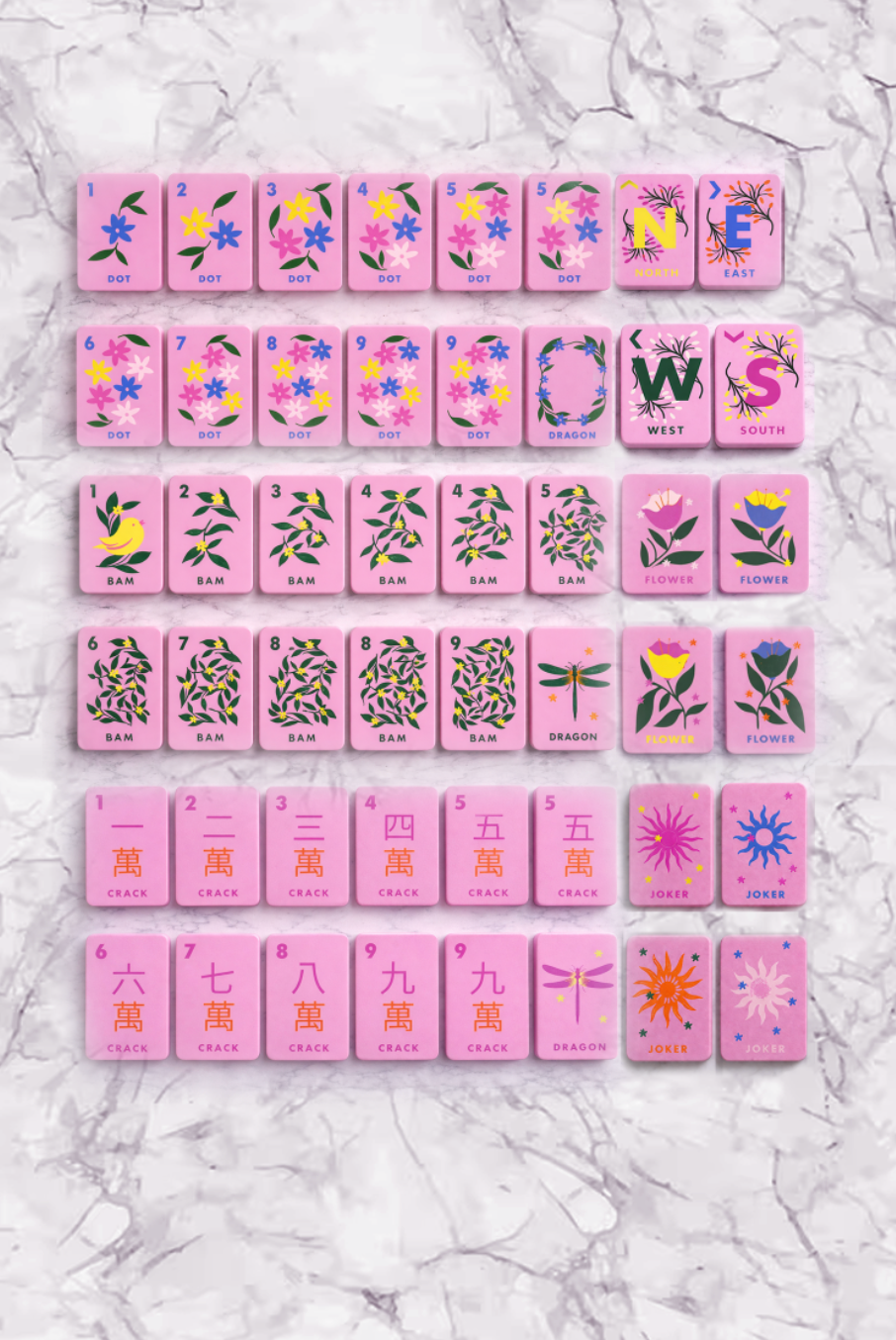 Floating Mahjong Tiles in Floral Pink for the Pool