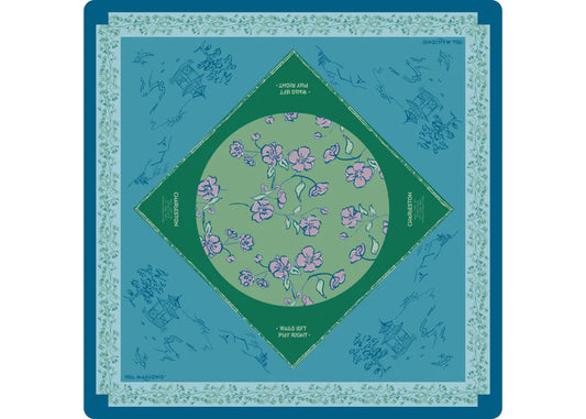 Cherry Blossom Mahjong Playing Mat in Malachite