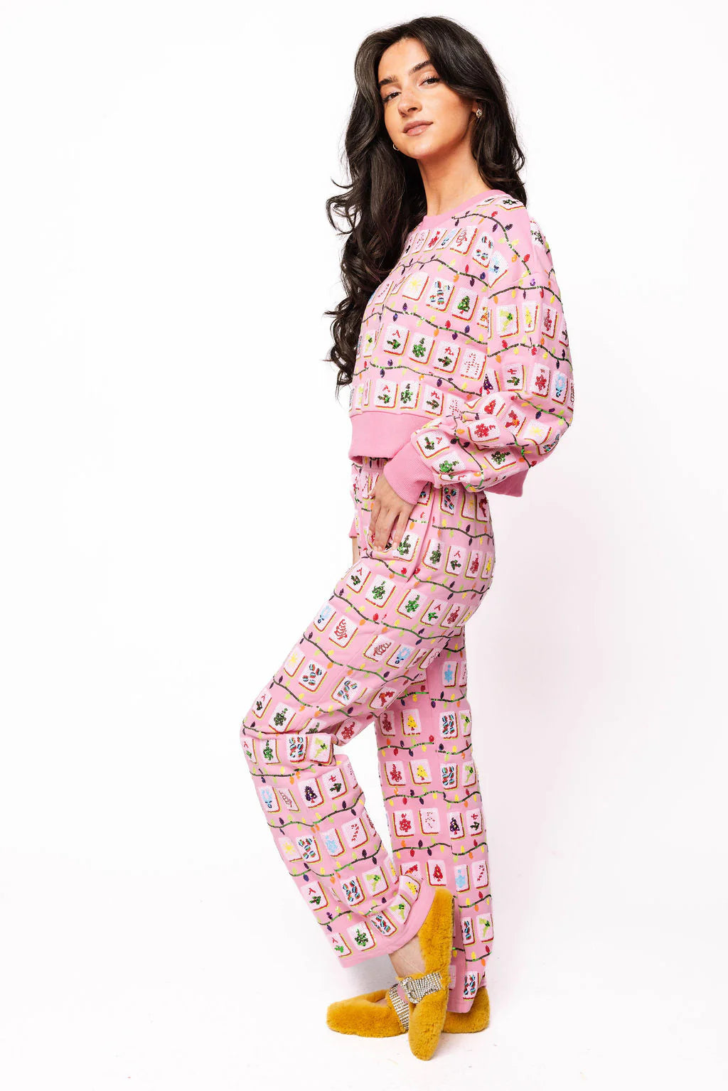 Pink Christmas Mahjong Tile Sweatshirt