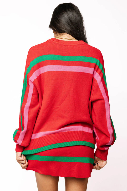 Red, Green & Pink 'Sleigh Queen' Stripe Sweater