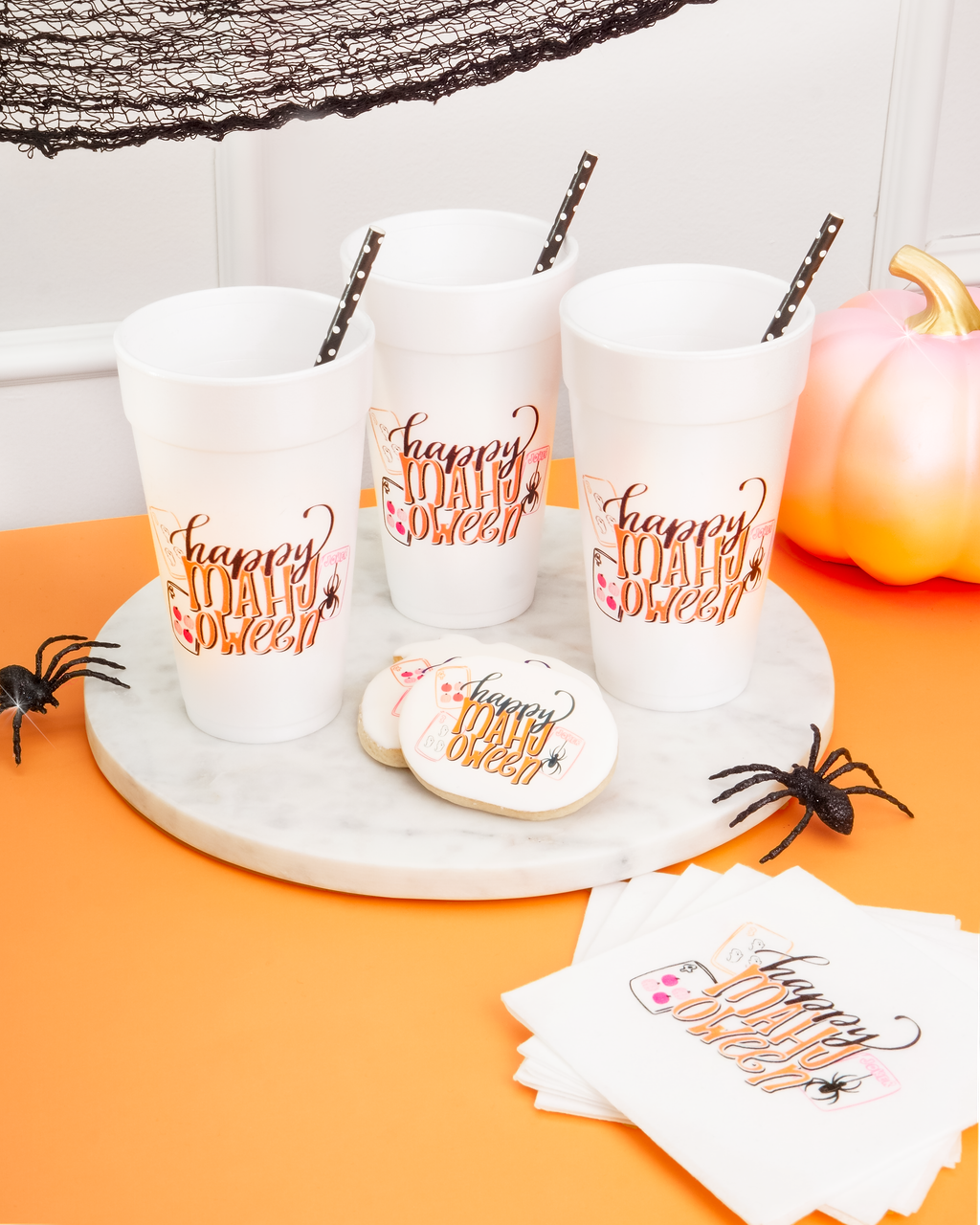 Happy Mahj-oween Mahjong Halloween Styrofoam Cup | Set of 10