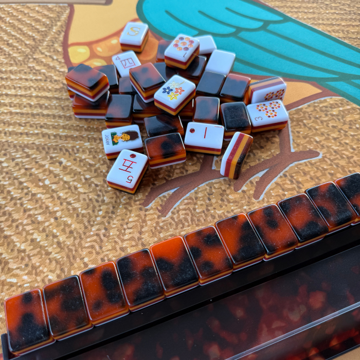 Tortoise Shell Mahjong Rack & Pusher Set Matte Finish