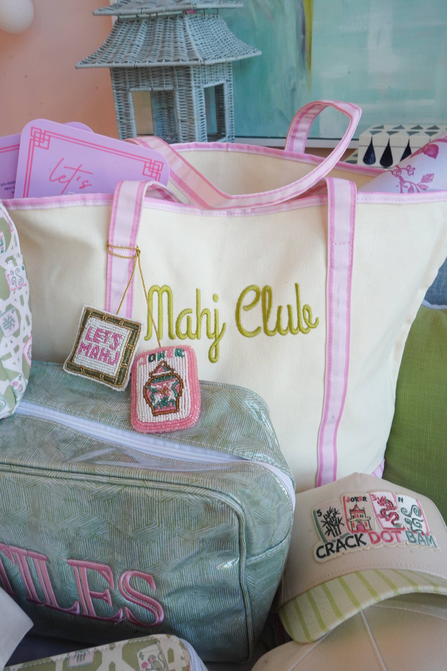 Mahjong Beaded Bag Charms
